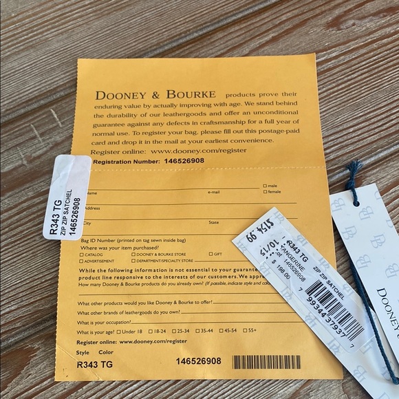 Dooney & Bourke Orange Satchel with Gold Hardware - Picture 7 of 7